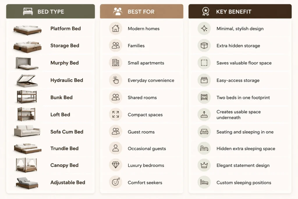 different types beds